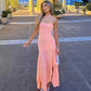 Fashion Ruched Irregular Strapless Tiered Sexy Evening Prom For Women 2023 Long Dress Ruffles Chic Party Night Dress Robe 8647