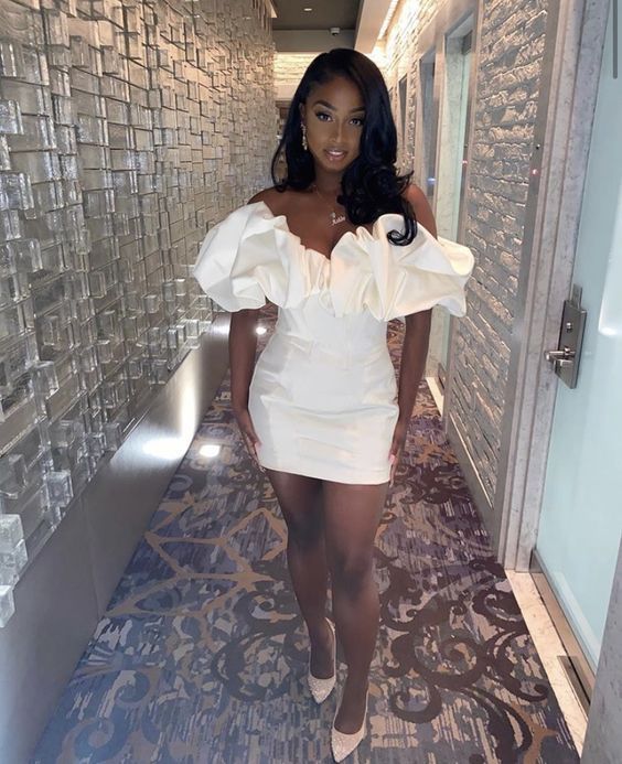 Sexy Sheath Off The Shoulder White Short Homecoming Dress