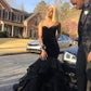 Elegant Black Sleeveless Sweetheart Mermaid Prom Dresses