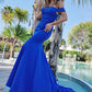 Gorgeous Mermaid Satin Ruffles Sleeveless Off-the-Shoulder Prom Dresses