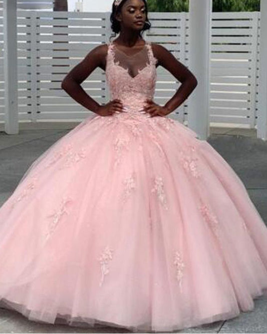 Princess Lace Scoop Debutante Gown Sweet 15 Ball Gown Quinceanera Prom Dresses,vestidos de fiesta de 15