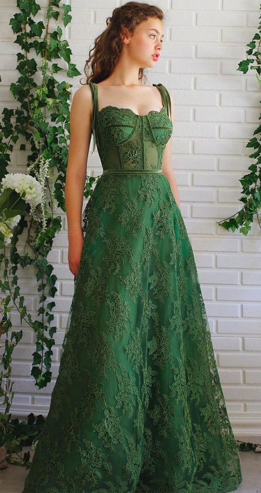 green ball gown lace quinceanera dress