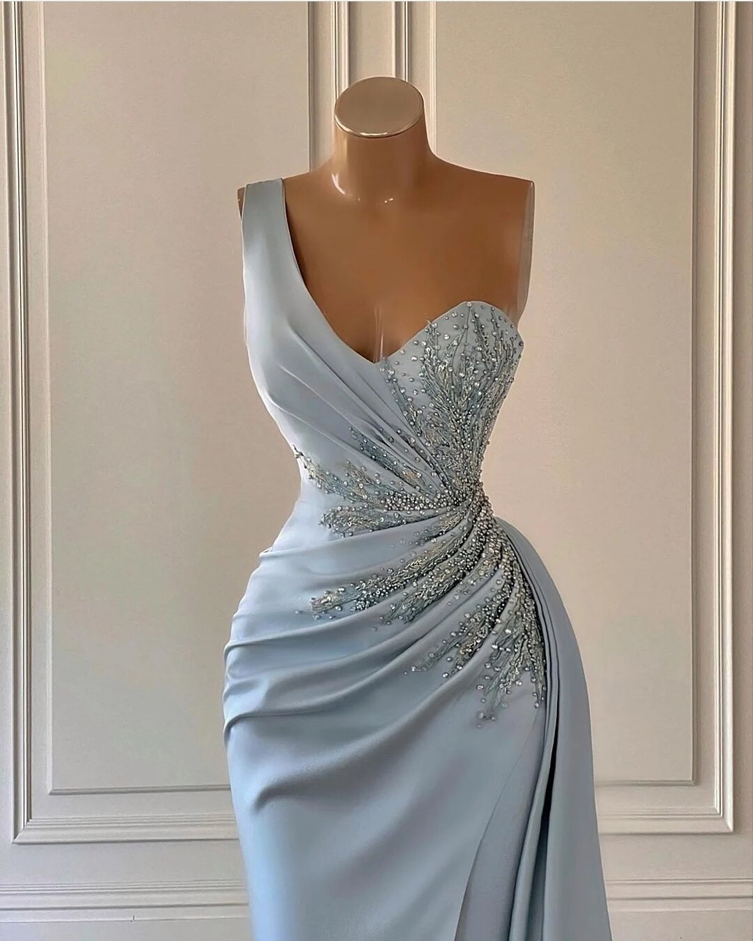 Simple Elegant Mermaid Evening Dresses One-Shoulder Draped Appliques Prom Gowns Woman's Formal Celebrity Party Vestidos De Noche