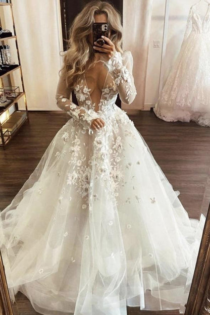 White lace appliqué long prom dress white evening dress