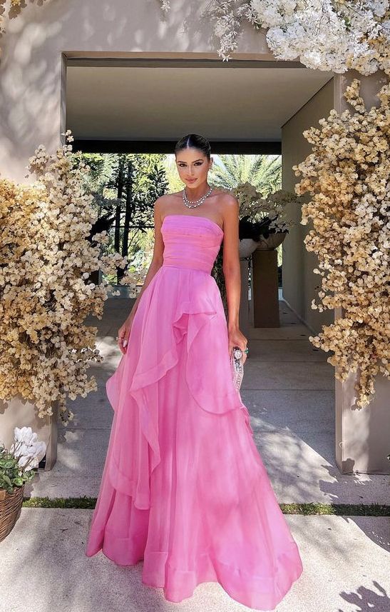 simple pink prom dress,modest evening dresses