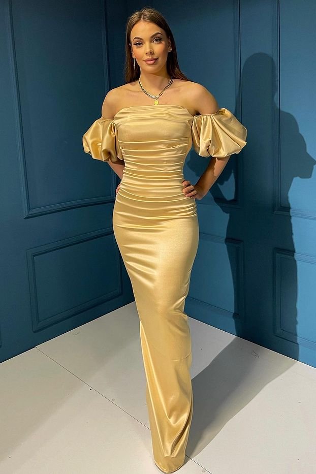 Beautiful Off-the-Shoulder Mermaid Evening Dress Long Short Sleeve