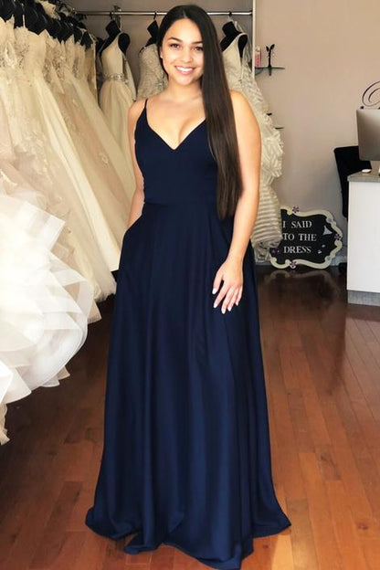 Navy Simple Prom Dresses, Evening Dress, Formal Dress, Dance Dresses, Graduation School Party Gown,