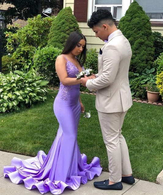 Purple Mermaid Cheap Long Prom Dresses