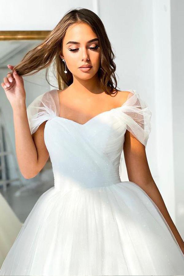 Ball Gown Off-the-shoulder Wedding Dress Tulle Bridal Dress