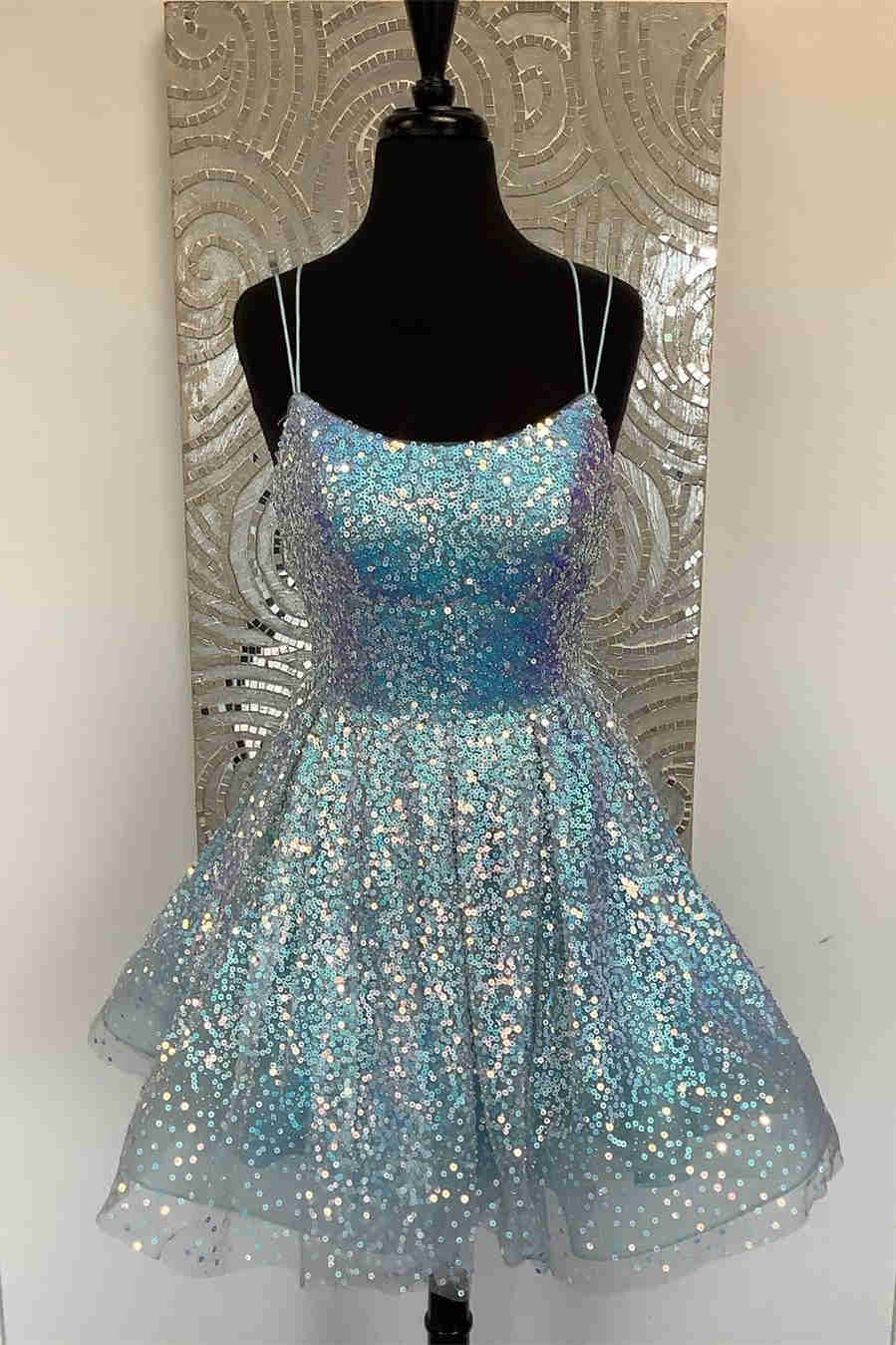 Cute Hot Pink Sequins A-Line Homecoming Dress