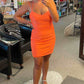 Simple Tight Orange Short Homecoming Dress