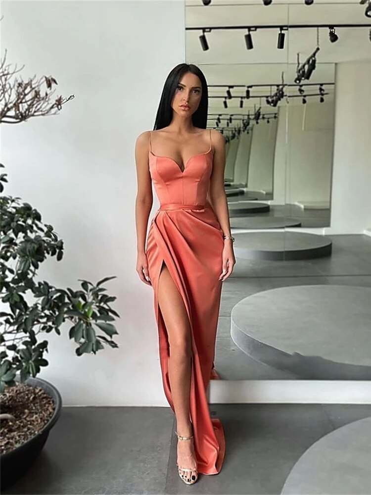 Army green Long Side Slit Sleeveless Mermaid Evening Dresses Sleeveless High Side Slit Formal Graduation Gown Dress,BG061