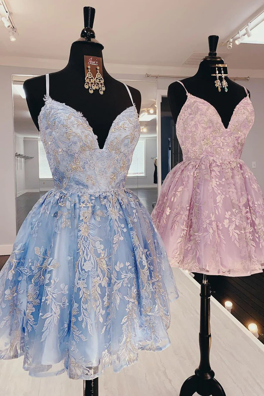 Lace-Up Sequined Sky Blue Homecoming Dress with Flowers