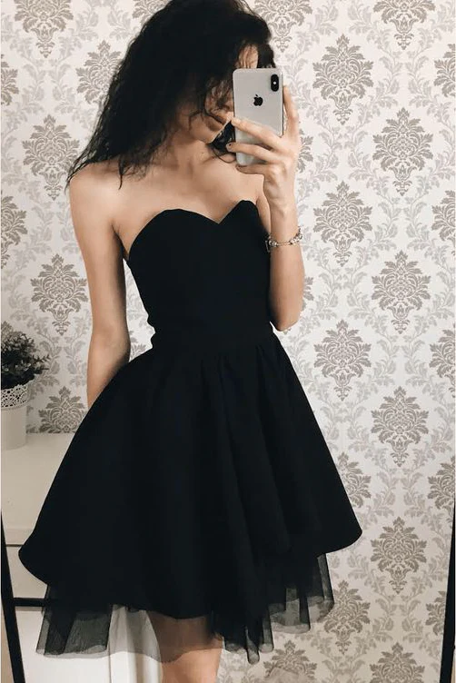 Black Sweetheart Cute Short Homecoming Dress, Simple Short Prom Dress