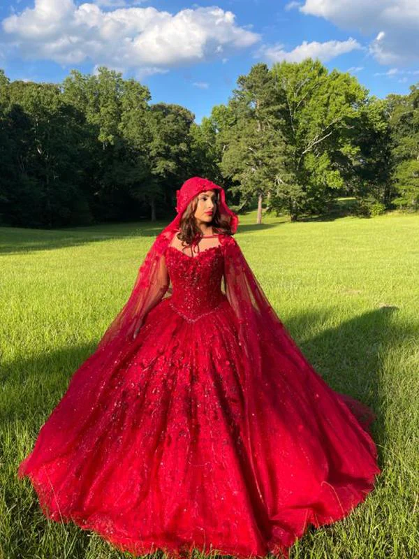 Elegant Long Prom Dresses Red Ball Dress