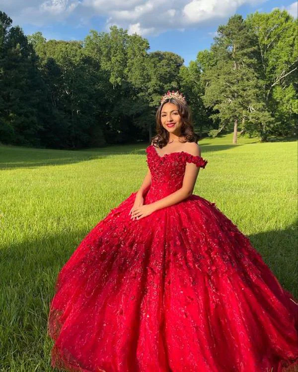 Elegant Long Prom Dresses Red Ball Dress