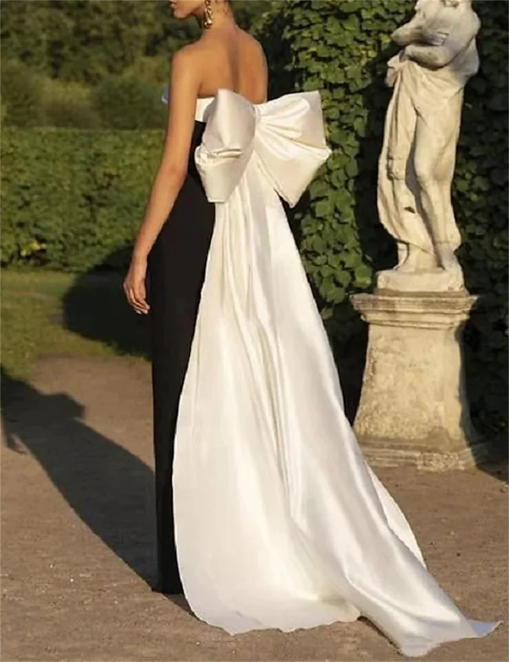 Sheath/Column Minimalist Sexy Engagement Formal Evening Dress Long Luxury Strapless Sleeveless Sweep/Brush Train Satin with Slit