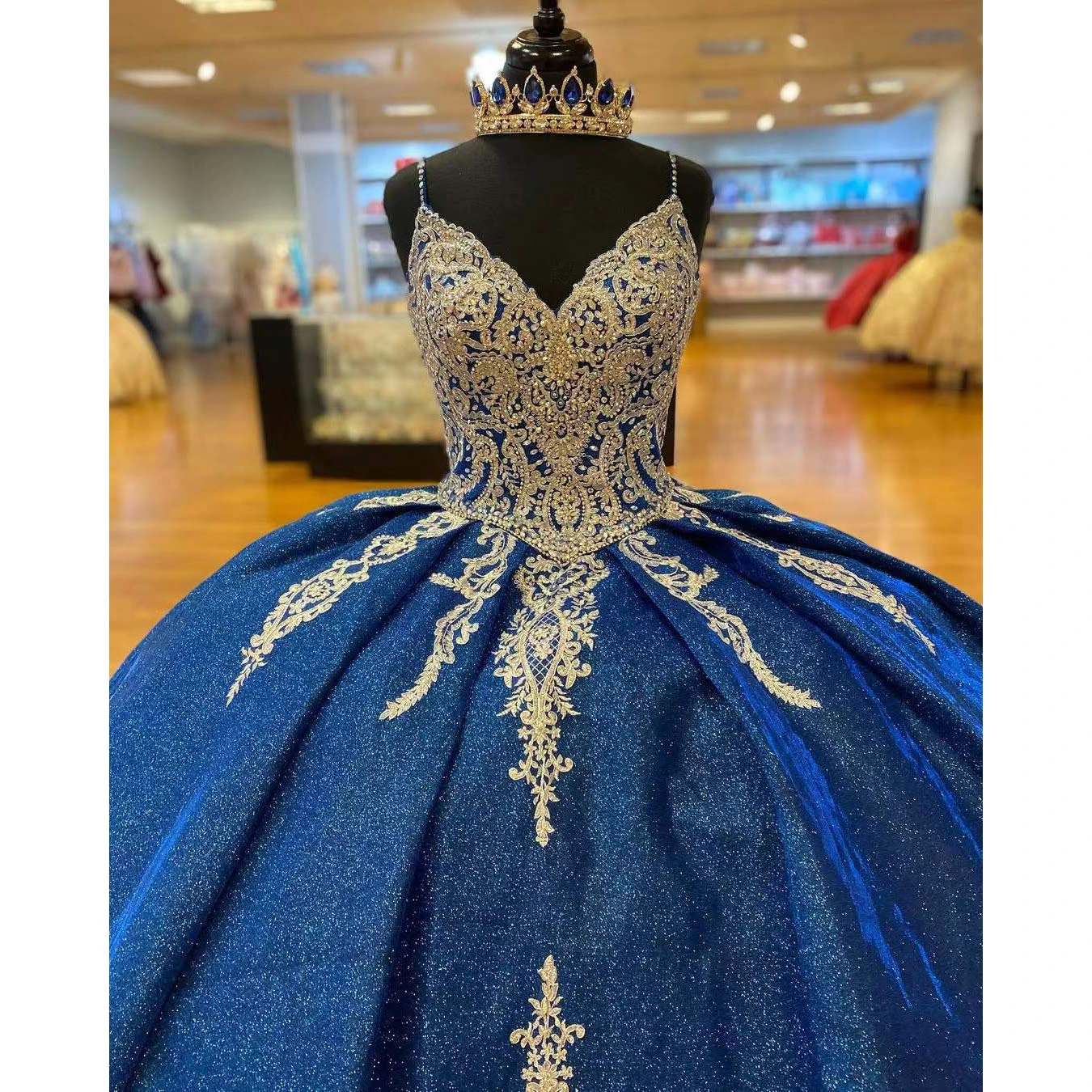 Blue Quinceanera Dresses Ball Gown For S16 weet Girl Sequined Beading Appliques Sweep Train Princess Dress Vestidos De 15 Años