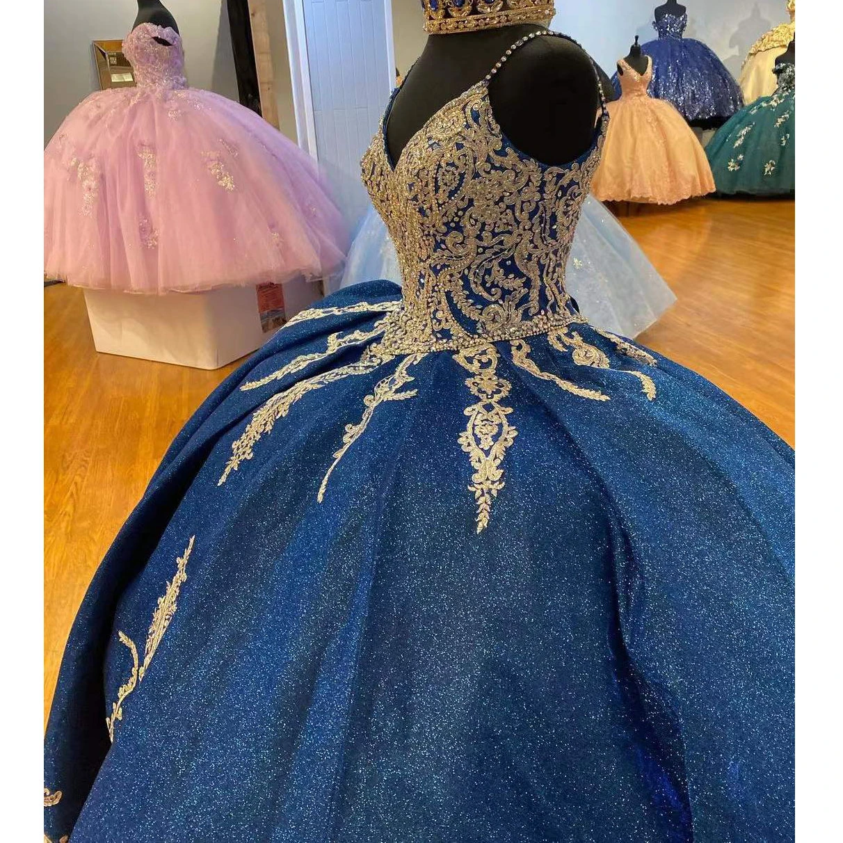 Blue Quinceanera Dresses Ball Gown For S16 weet Girl Sequined Beading Appliques Sweep Train Princess Dress Vestidos De 15 Años