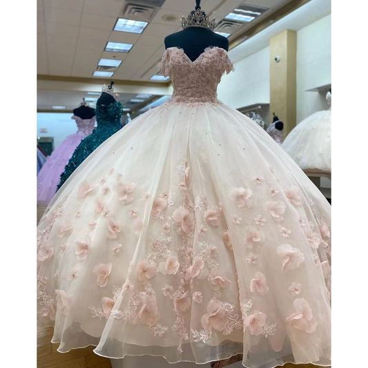 Light Pink Quinceanera Dresses Ball Gown Beading Appliques Sweetheart Night Party Formal Princess Prom DressVestidos De 15 Años
