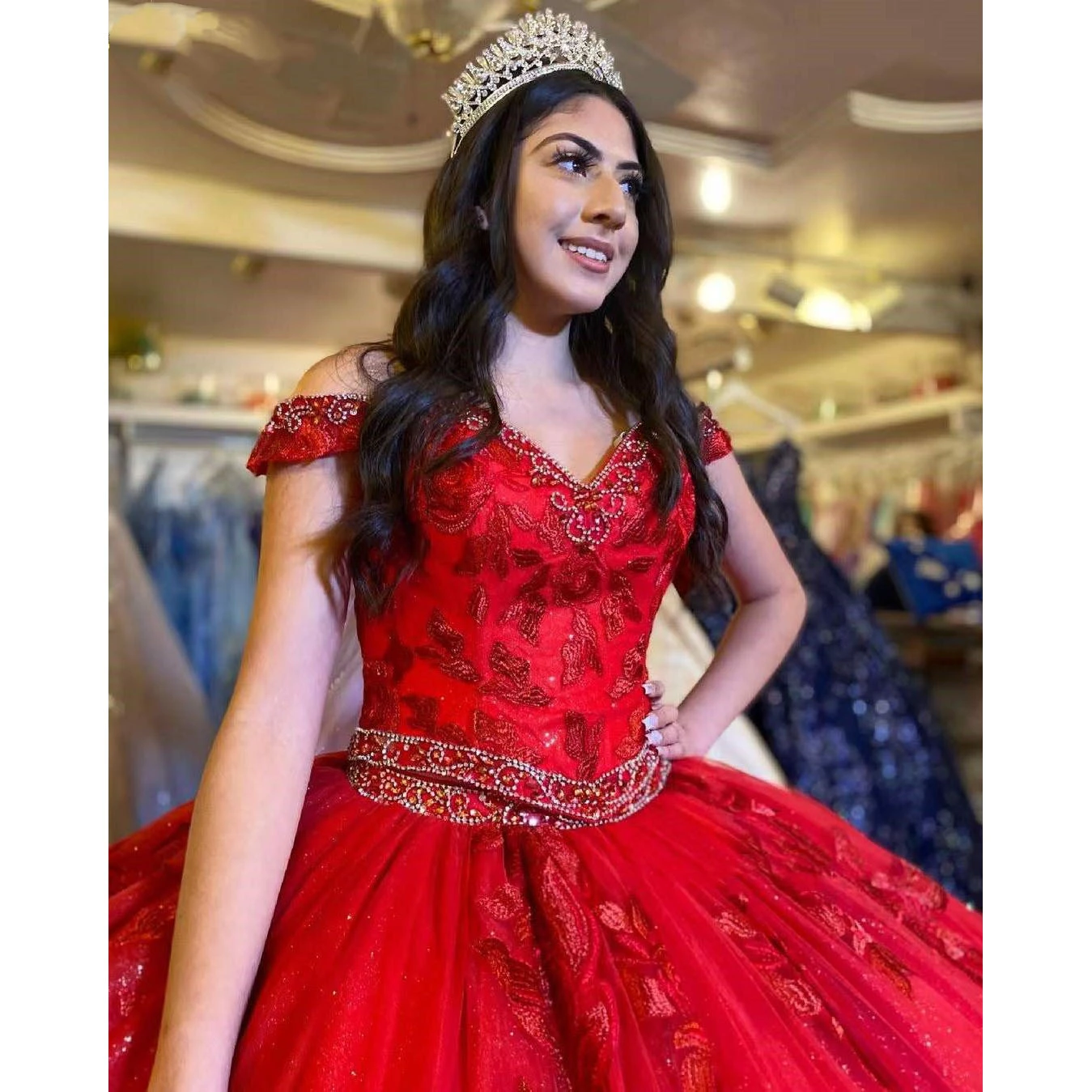 New Red Quinceanera Dresses Sequined Beading Appliques Sweetheart Luxury Formal Party Princess Ball Gowns Vestidos De 15 Años