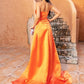 Elegant Orange Sweetheart Mermaid Evening Dress Split Long With Sequins Ruffles