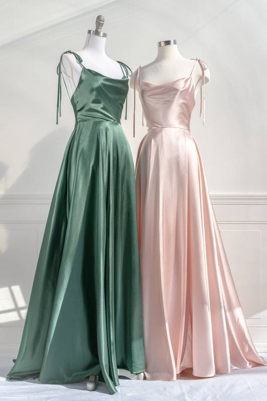 Sleeveless Satin A-line Floor-length Evening Gown