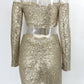 Chic Gold Sequins Long Sleeve Short Homecoming Dresses Mini Dress Online