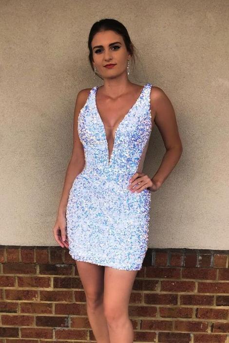 tight white sequins tight homecoming dress party dress