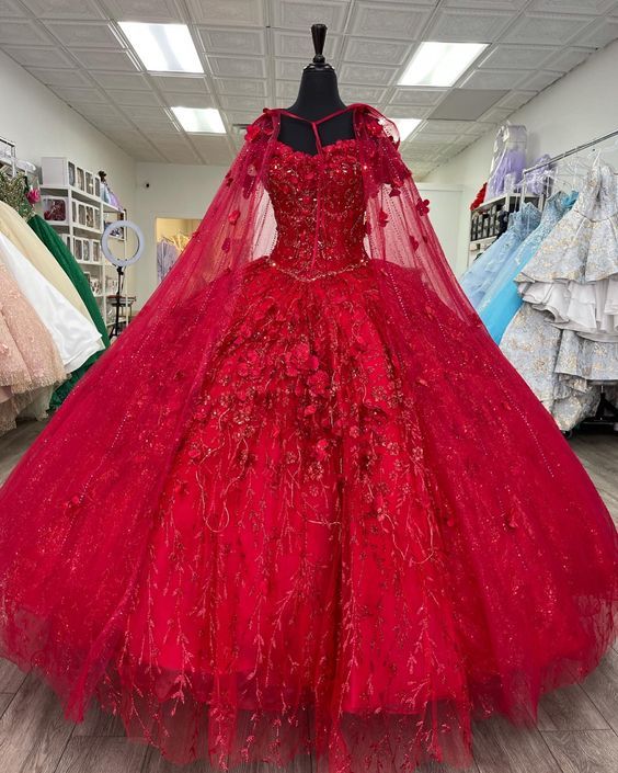 Elegant Long Prom Dresses Red Ball Dress